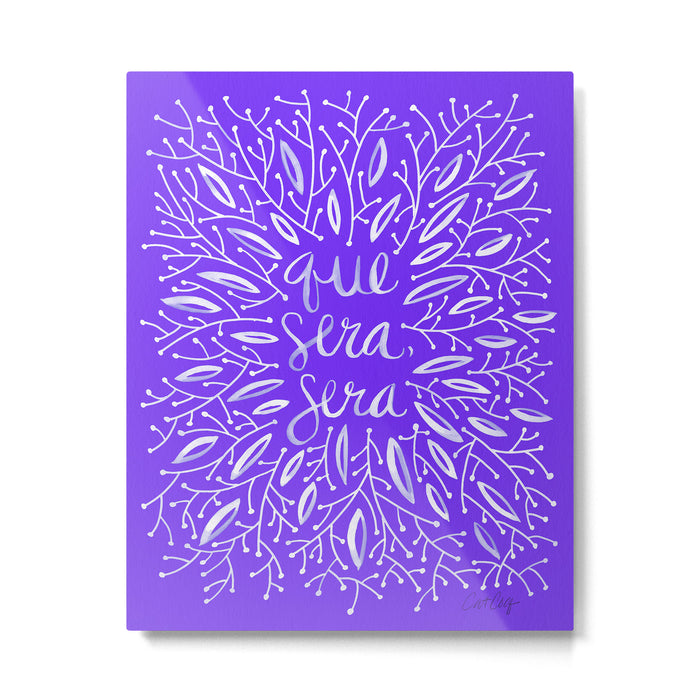 Whatever Will Be Will Be - Illustrated - White Ink on Lavender Metal Print Gallery Image 1