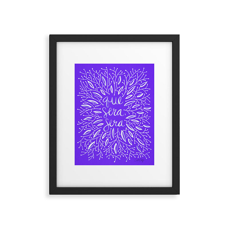 Whatever Will Be Will Be - Illustrated - White Ink on Lavender Framed Art Print Gallery Image 6