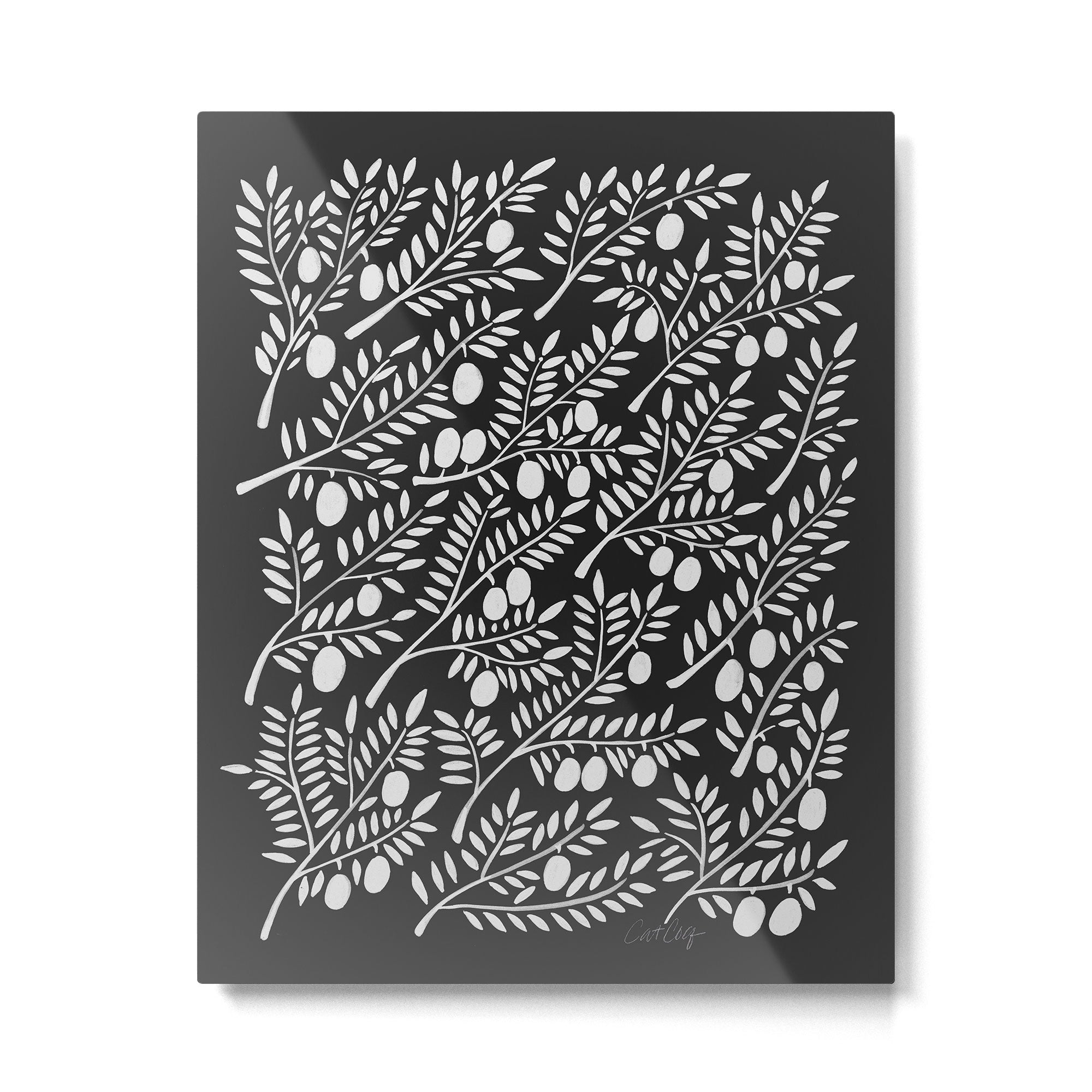 White Olive Branches Metal Print Gallery Image 4