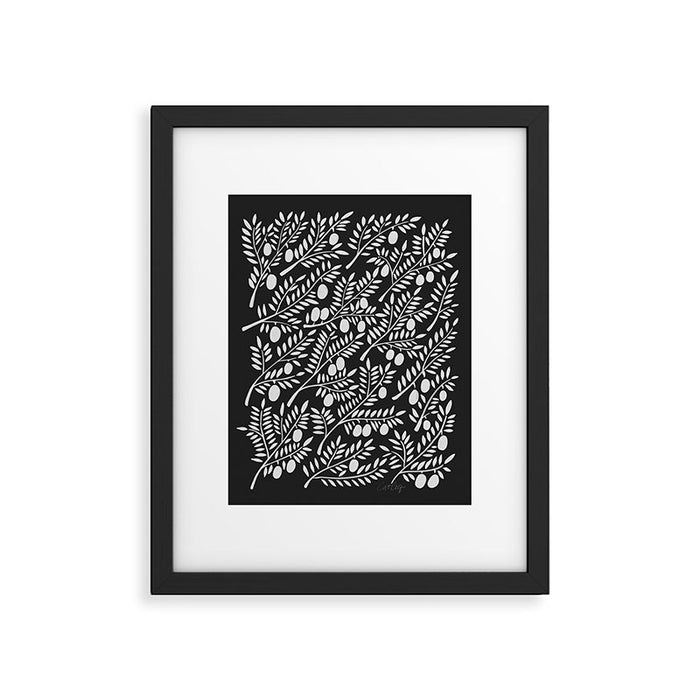 White Olive Branches Framed Art Print Gallery Image 1