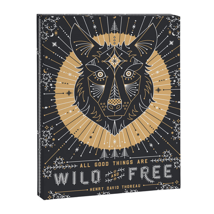 Wild & Free Wolf - Gold & Grey Canvas Print Gallery Image 1