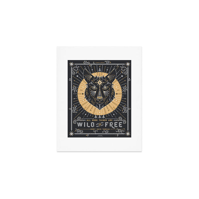 Wild & Free Wolf - Gold & Grey Art Print Gallery Image 1