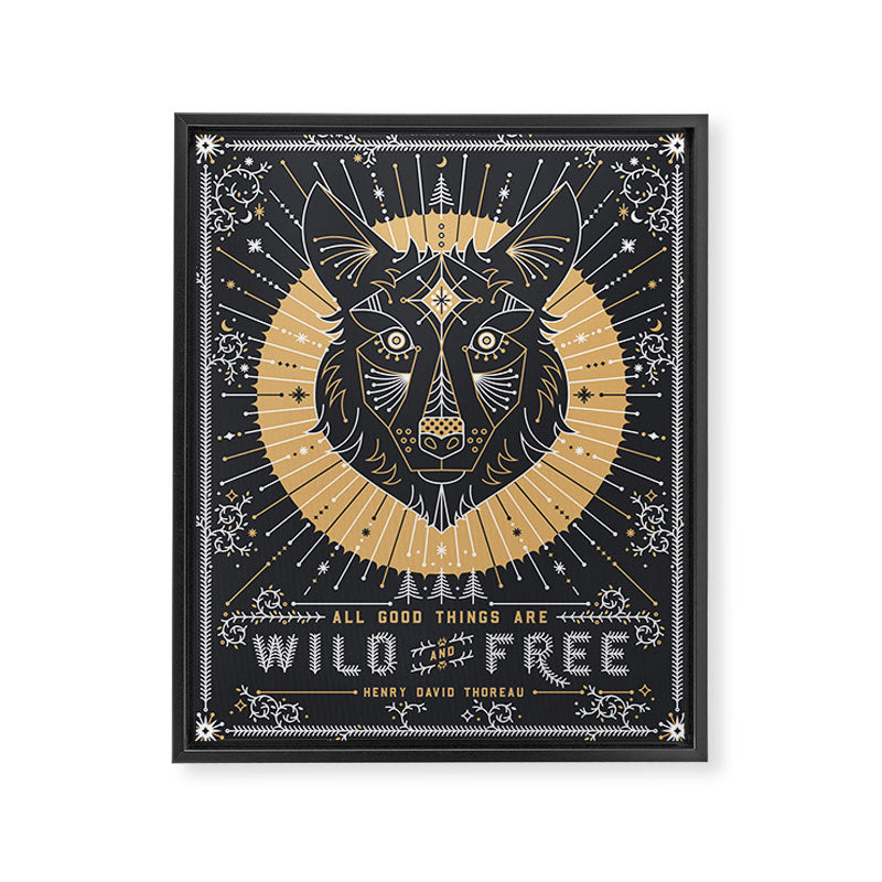 Wild & Free Wolf - Gold & Grey Framed Canvas Print Gallery Image 8