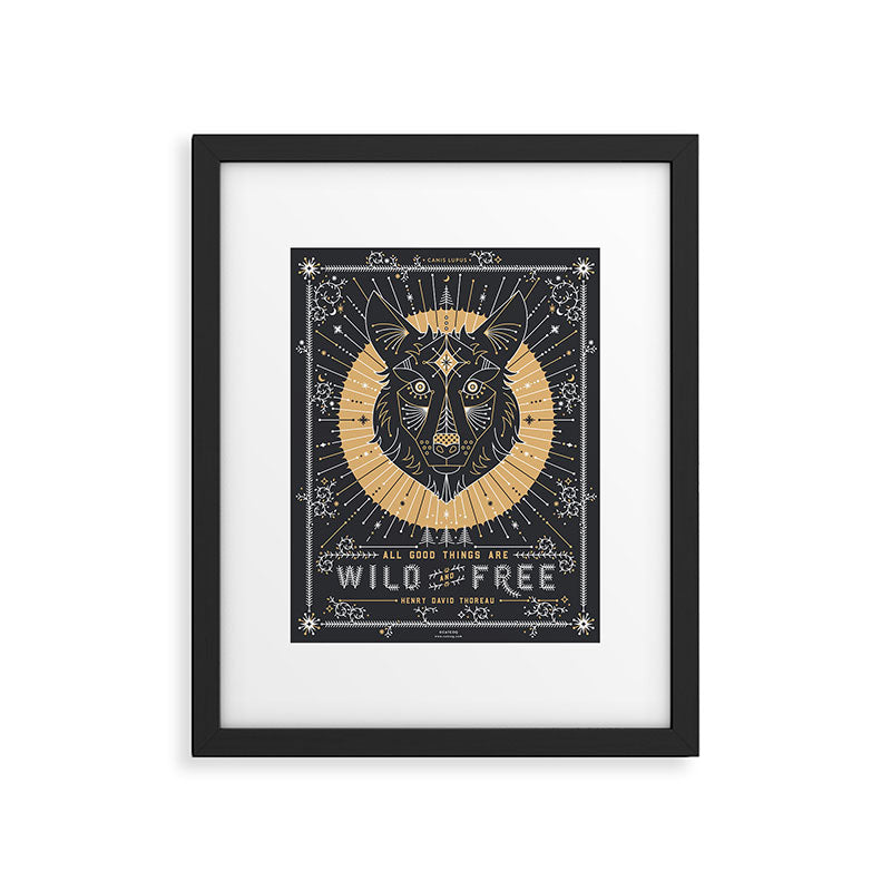 Wild & Free Wolf - Gold & Grey Framed Art Print Gallery Image 6