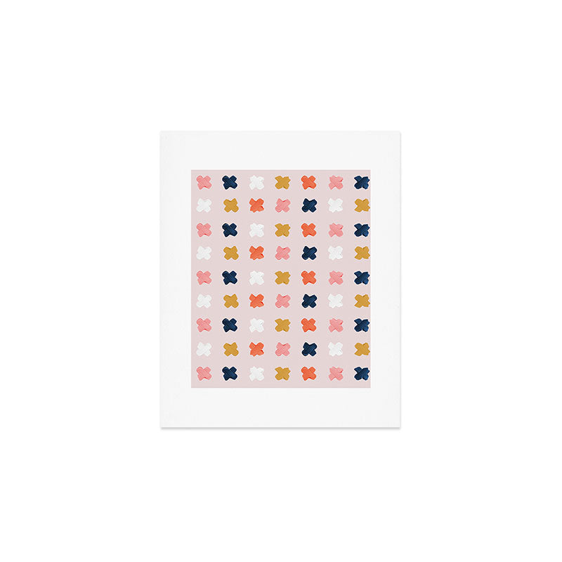 X Grid - Blush & Navy Palette Art Print Gallery Image 1