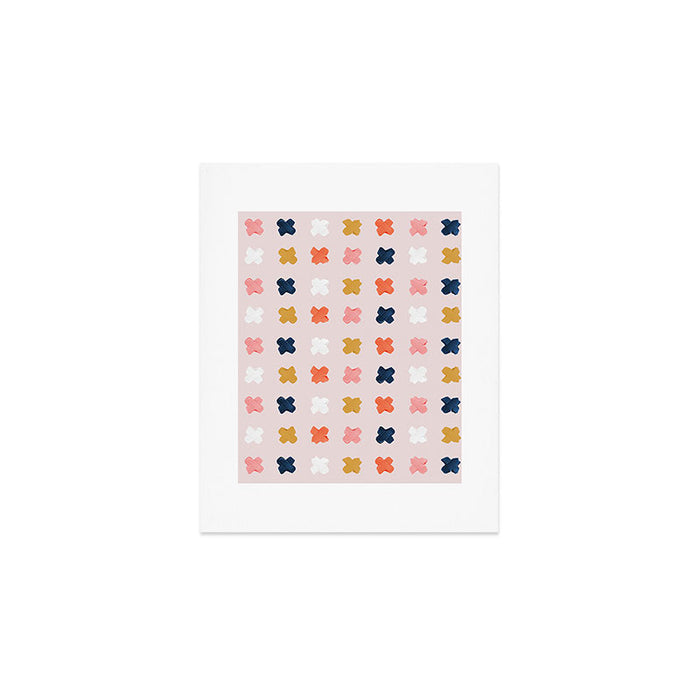 X Grid - Blush & Navy Palette Art Print Gallery Image 1