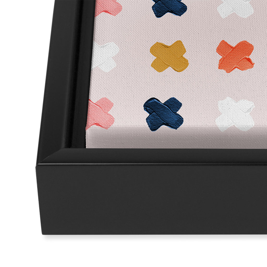 X Grid - Blush & Navy Palette Framed Canvas Print Gallery Image 3
