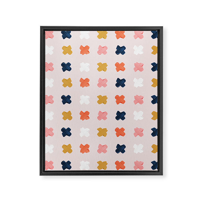 X Grid - Blush & Navy Palette Framed Canvas Print Gallery Image 8
