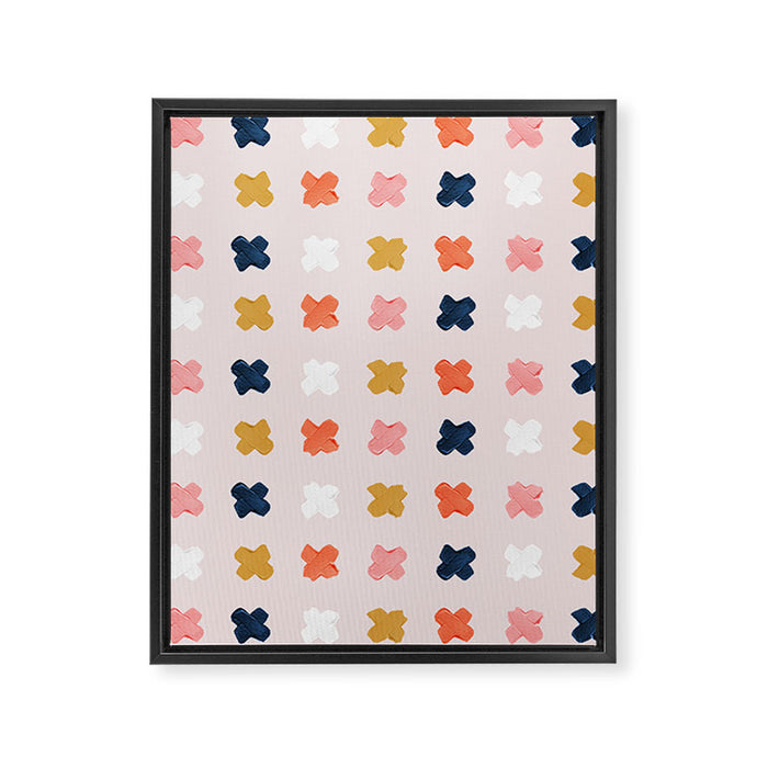 X Grid - Blush & Navy Palette Framed Canvas Print Gallery Image 1
