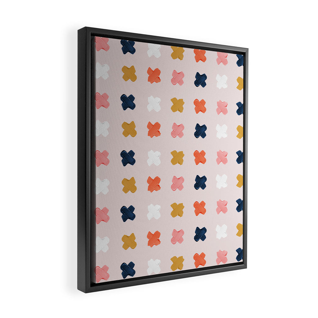 X Grid - Blush & Navy Palette Framed Canvas Print Gallery Image 2