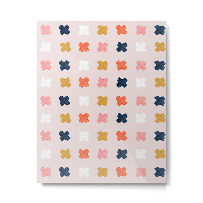 X Grid - Blush & Navy Palette Metal Print Gallery Image 1