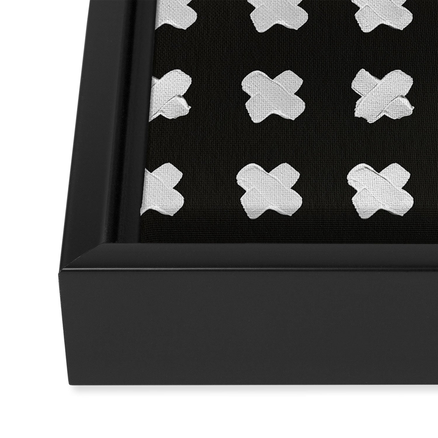 X Grid - White on Black Framed Canvas Print Gallery Image 3