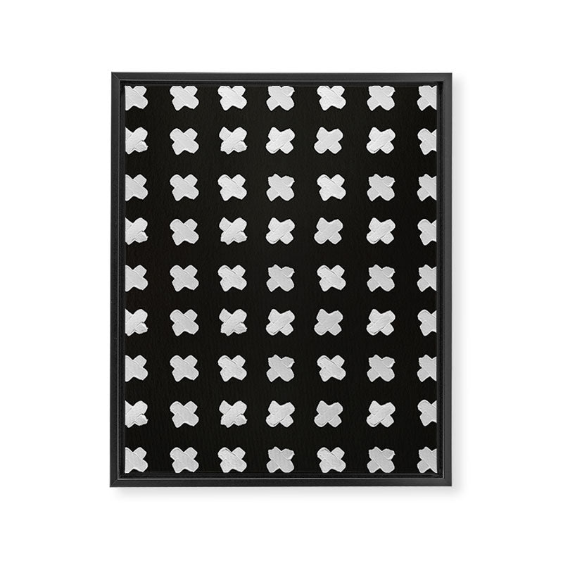 X Grid - White on Black Framed Canvas Print Gallery Image 8