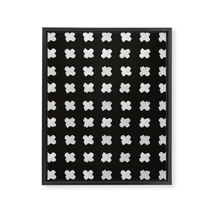 X Grid - White on Black Framed Canvas Print Gallery Image 1