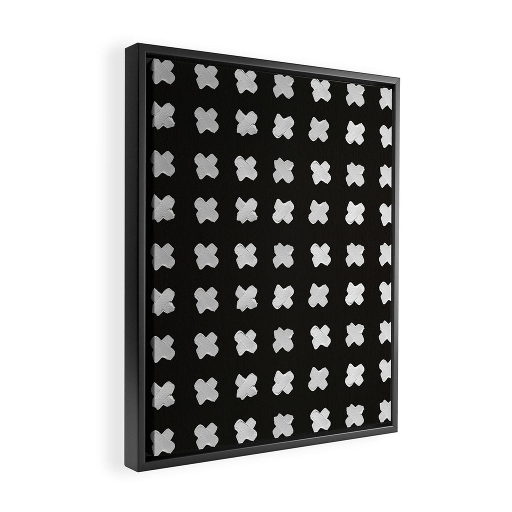 X Grid - White on Black Framed Canvas Print Gallery Image 2