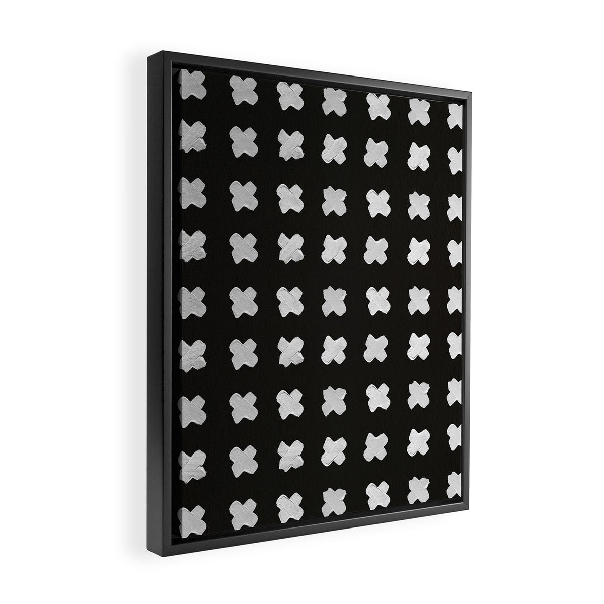 X Grid - White on Black Framed Canvas Print Gallery Image 2