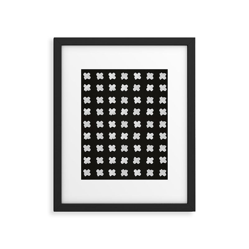 X Grid - White on Black Framed Art Print Gallery Image 6