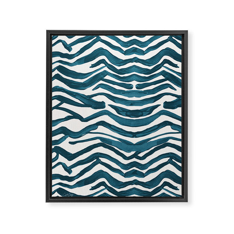 Zebra Print - Teal Palette Framed Canvas Print Gallery Image 8