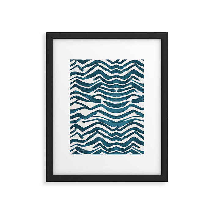 Zebra Print - Teal Palette Framed Art Print Gallery Image 1