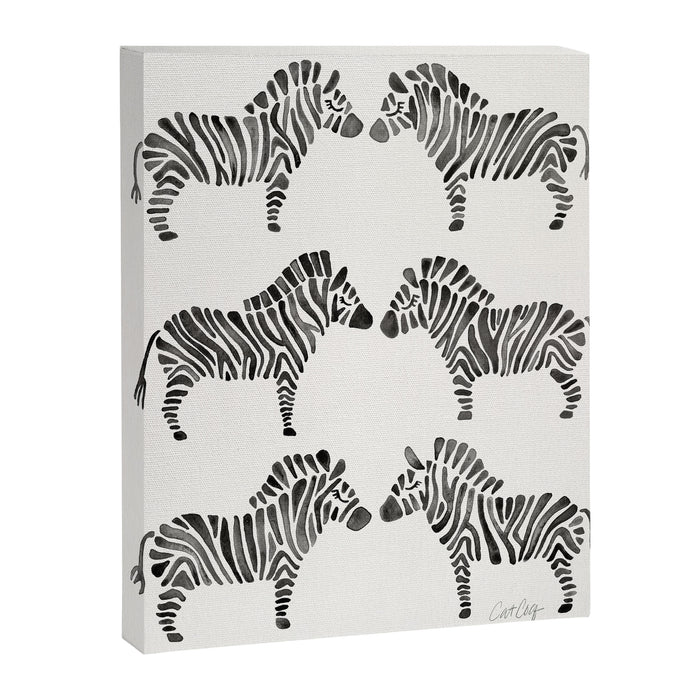 Zebras - Black & White Palette Canvas Print Gallery Image 1