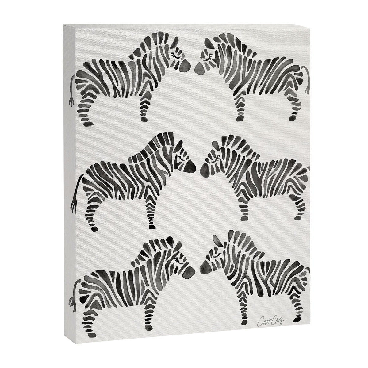 Zebras - Black & White Palette Canvas Print Gallery Image 8