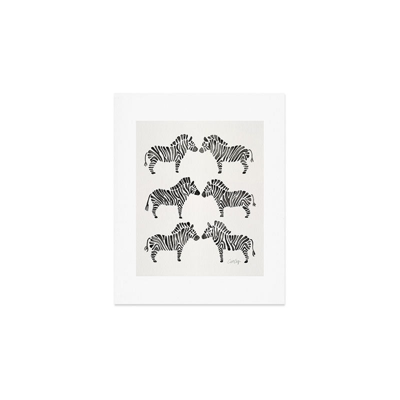 Zebras - Black & White Palette Art Print Gallery Image 1