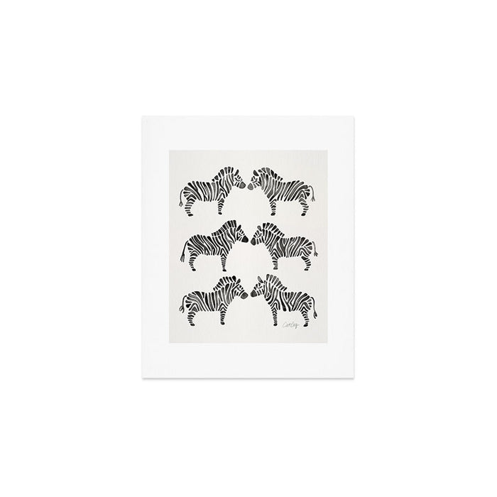 Zebras - Black & White Palette Art Print Gallery Image 1