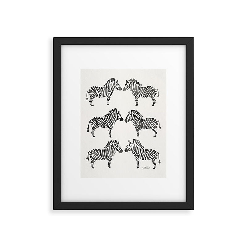 Zebras - Black & White Palette Framed Art Print Gallery Image 6