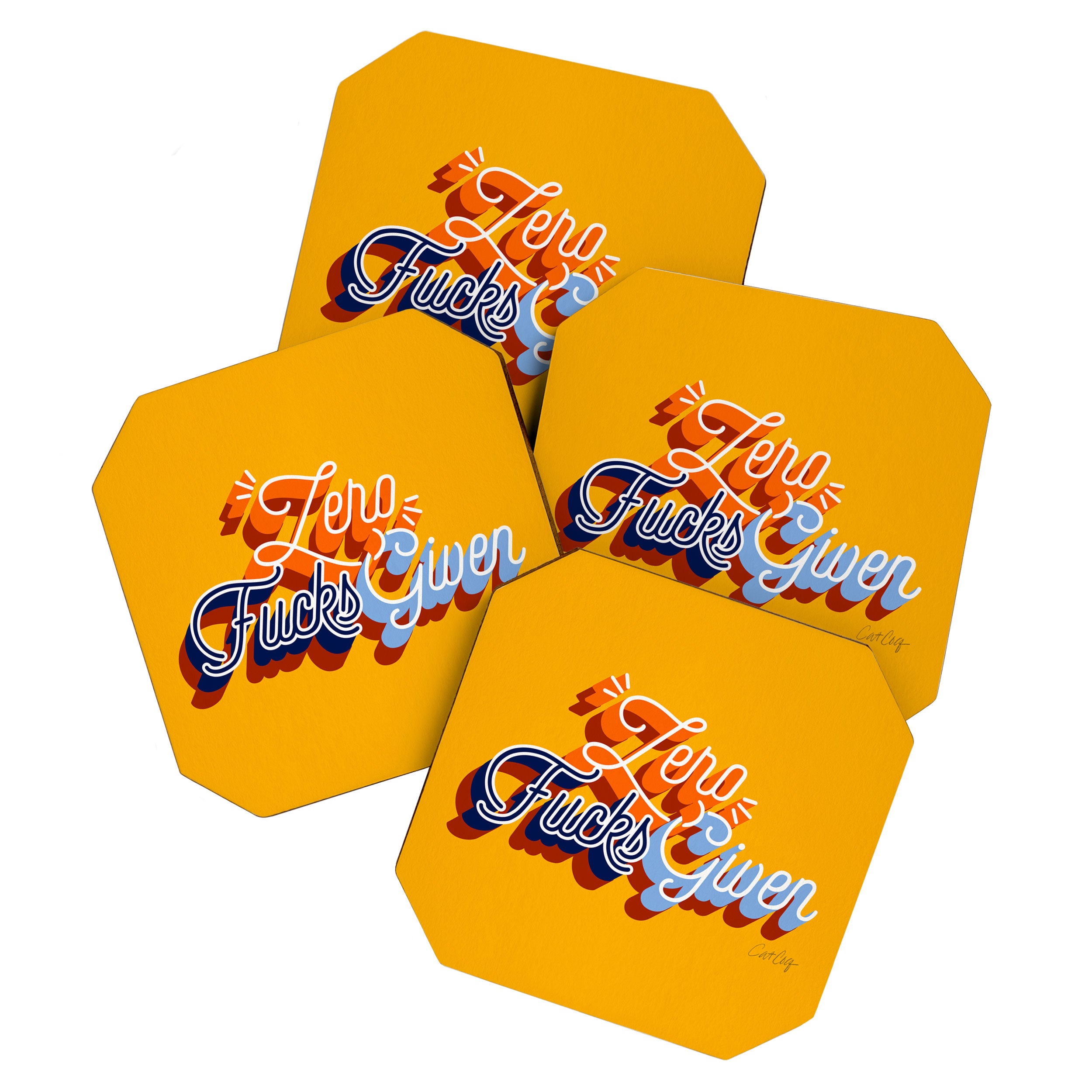 Zero F*cks Given - Yellow & Blue Palette Coaster Gallery Image 1