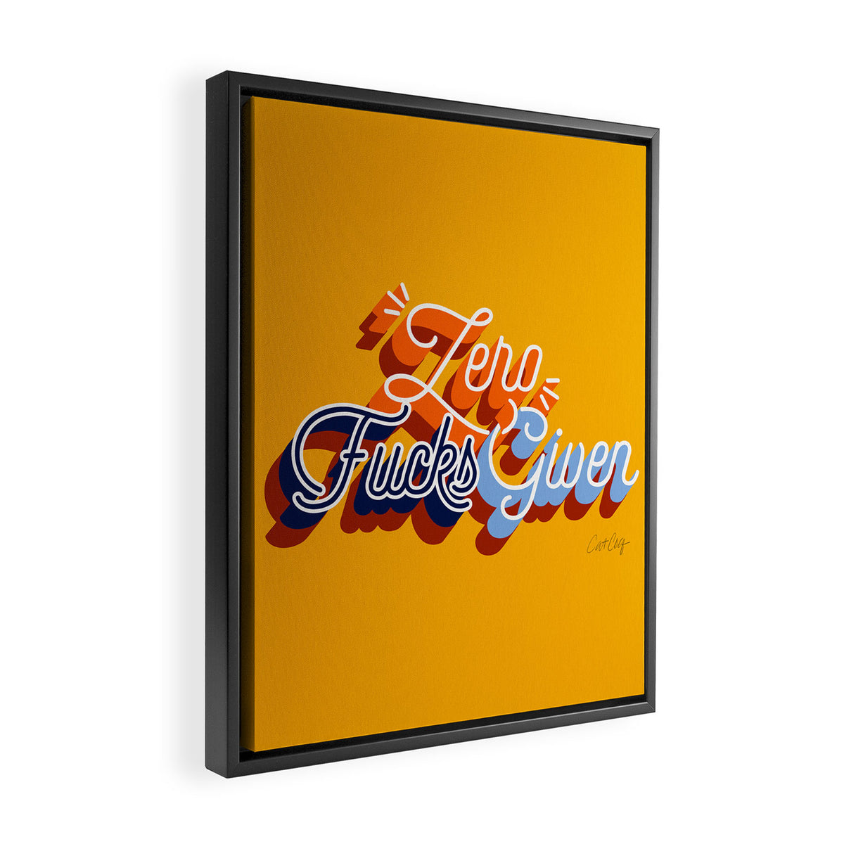 Zero F*cks Given - Yellow & Blue Palette Framed Canvas Print Gallery Image 2