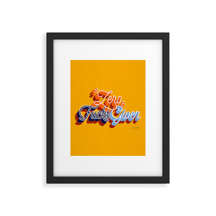 Zero F*cks Given - Yellow & Blue Palette Framed Art Print Gallery Image 1