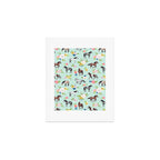 Horse and Flower Print, Mint Blue, Pink flowers, Equestrian, Spring Floral Art Print Gallery Image 1