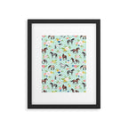 Horse and Flower Print, Mint Blue, Pink flowers, Equestrian, Spring Floral Framed Art Print Gallery Image 6