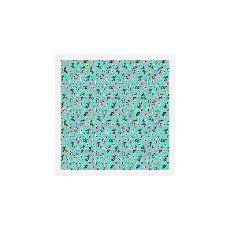 Aqua Horses and Flowers for Daybed Art Print Gallery Image 1
