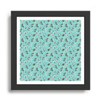 Aqua Horses and Flowers for Daybed Framed Art Print Gallery Image 1
