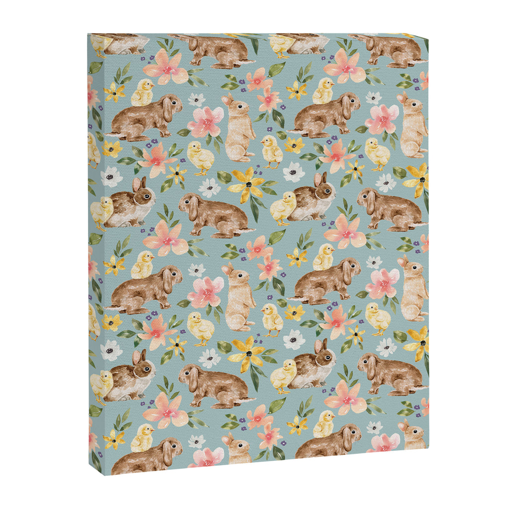 Blue Easter Bunny and Chick Floral Canvas Print Gallery Image 8