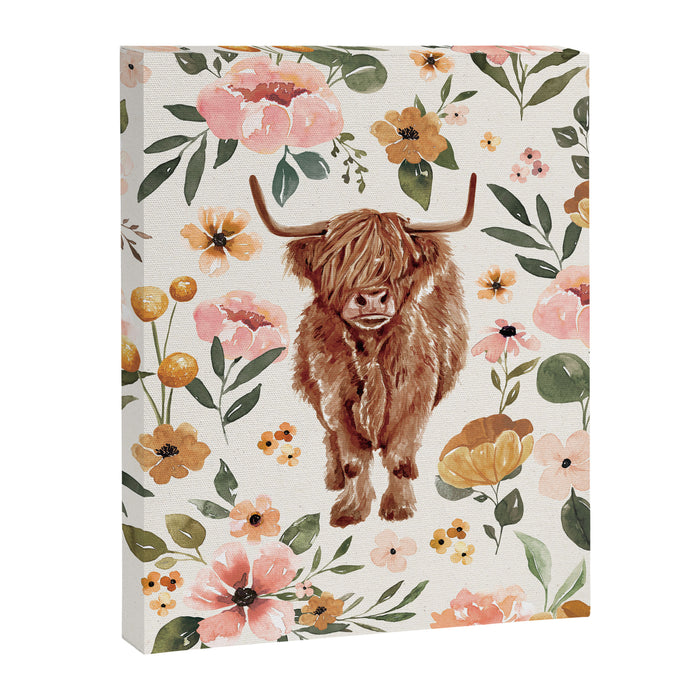 Cate & Rainn® Charlotte Floral Highland Cow Canvas Print Gallery Image 1