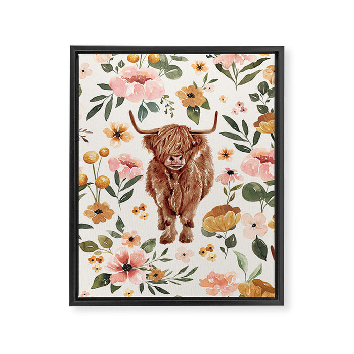 Cate & Rainn® Charlotte Floral Highland Cow Framed Canvas Print Gallery Image 1