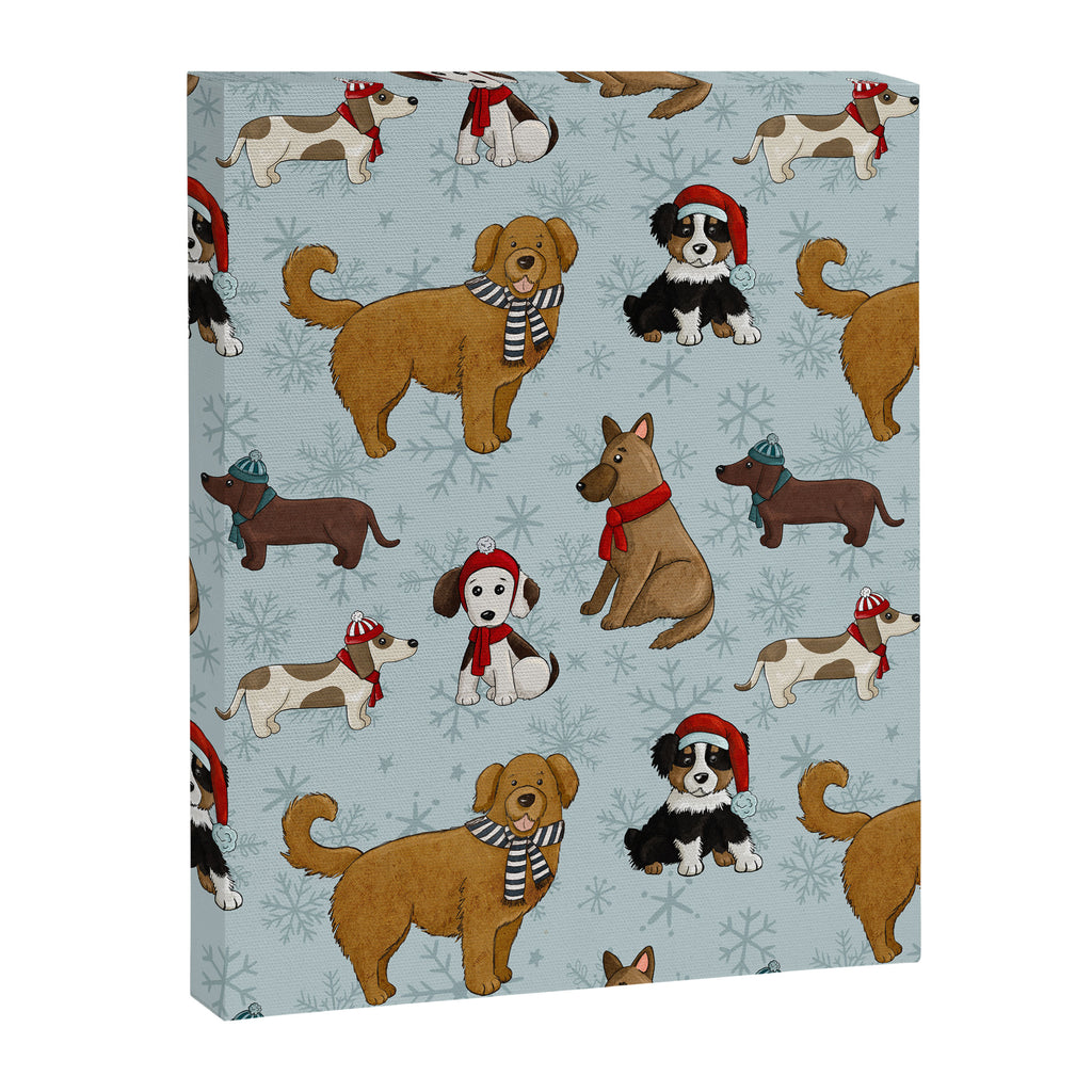Christmas Puppies, Holiday Dog Print, Cute Puppy Pattern, Winter Pups Canvas Print Gallery Image 8