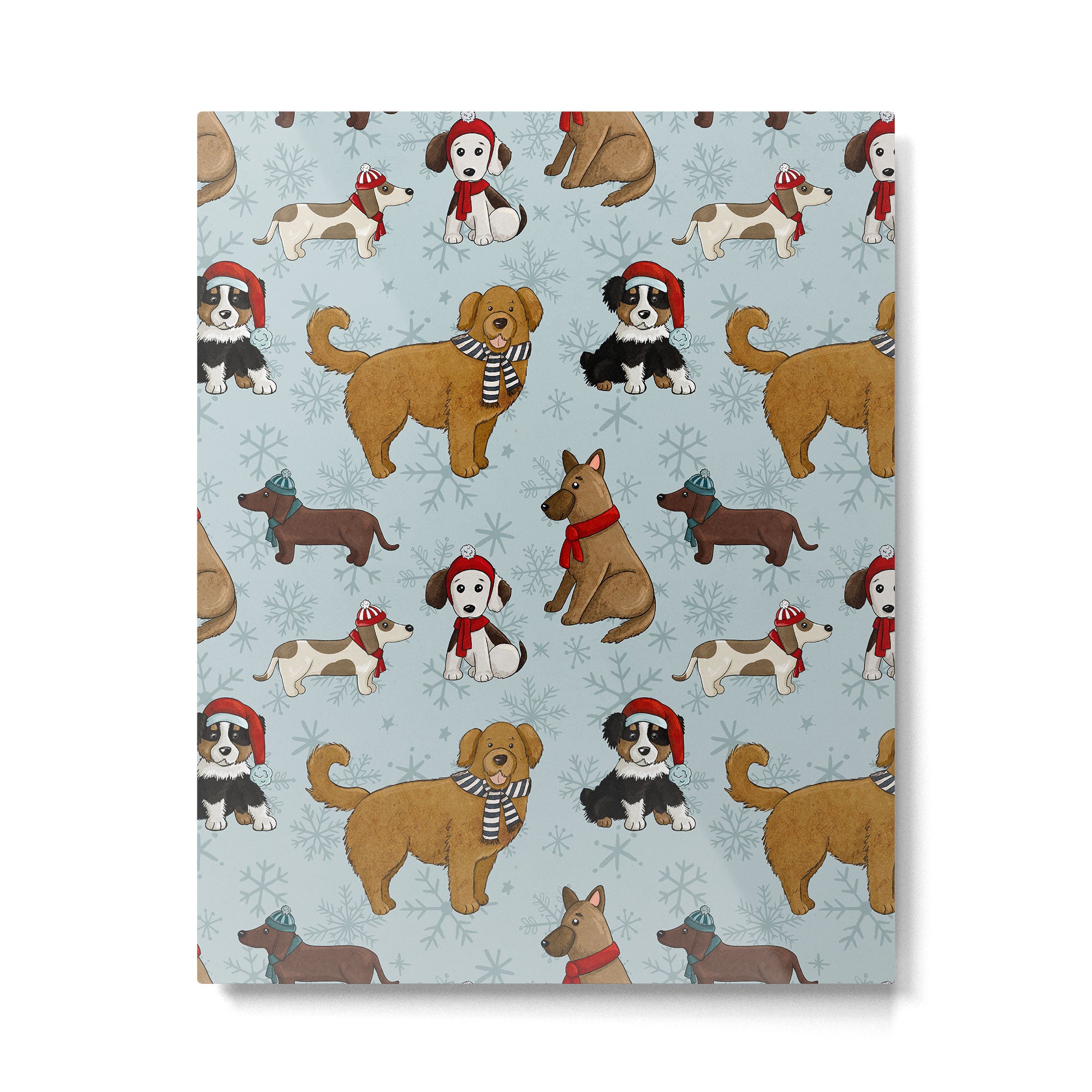 Christmas Puppies, Holiday Dog Print, Cute Puppy Pattern, Winter Pups Metal Print Gallery Image 6