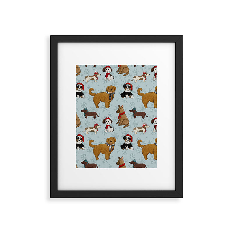 Christmas Puppies, Holiday Dog Print, Cute Puppy Pattern, Winter Pups Framed Art Print Gallery Image 6