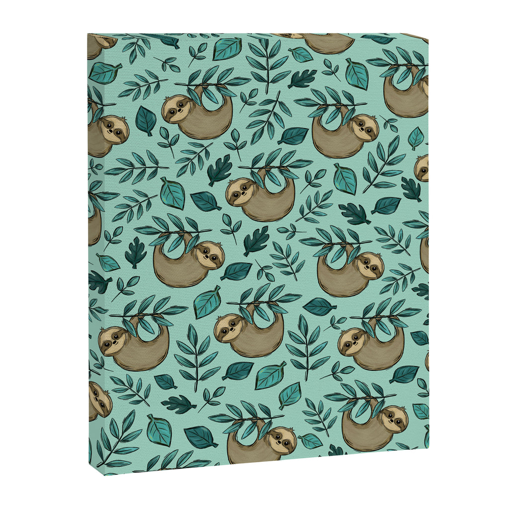 Cute Little Sloth, Sweet Sloth, Teal Print Canvas Print Gallery Image 8