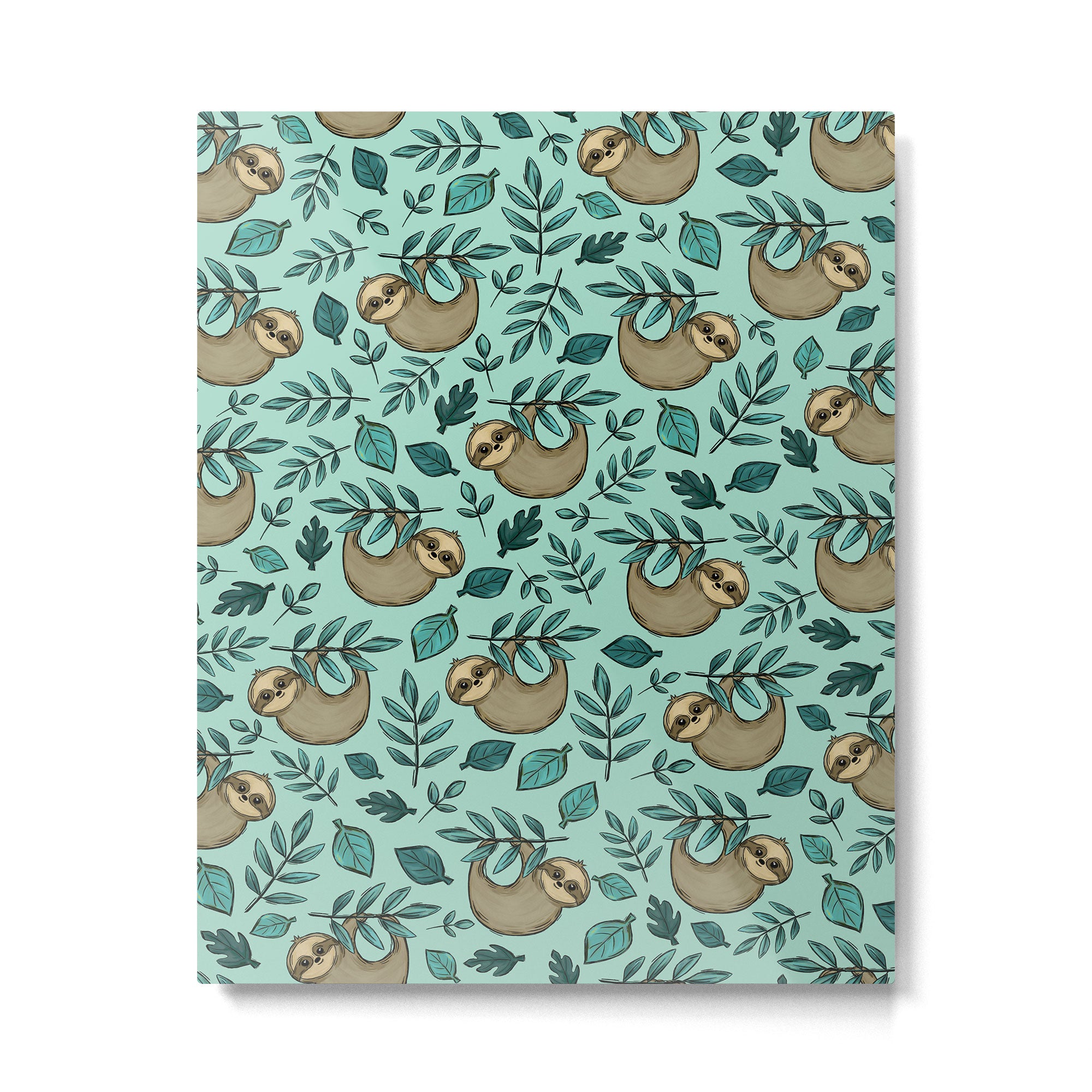 Cute Little Sloth, Sweet Sloth, Teal Print Metal Print Gallery Image 6