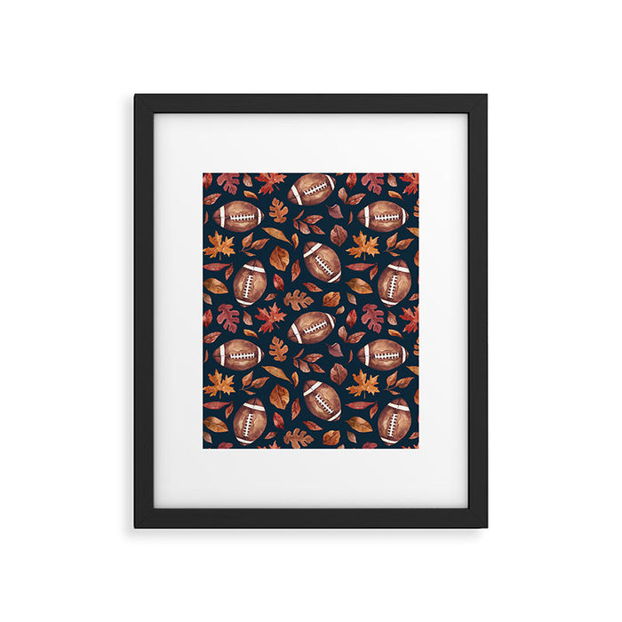 Fall Football - Navy Framed Art Print Gallery Image 1