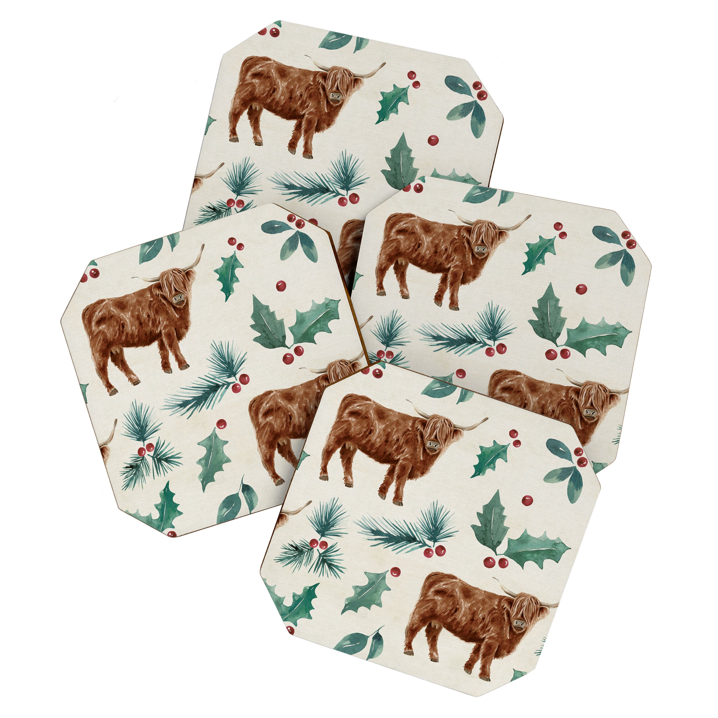 Farm house Christmas Burlap Coaster Gallery Image 1