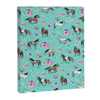Hand drawn horses, Flower horses, Floral Pattern, Aqua Blue Canvas Print Gallery Image 8
