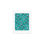 Horse Pattern, Floral Print, Turquoise, Little Girls Room, Horses Art Print Gallery Image 1