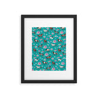 Horse Pattern, Floral Print, Turquoise, Little Girls Room, Horses Framed Art Print Gallery Image 6