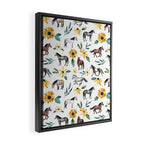 Horses and Sunflowers, Horse Art, Horse Decor, Yellow Flowers, Equestrian Art Framed Canvas Print Gallery Image 2
