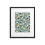 Horses and Sunrise Blue Floral, Horse Love, Wild Horses, Yellow and Pink Flowers Framed Art Print Gallery Image 6